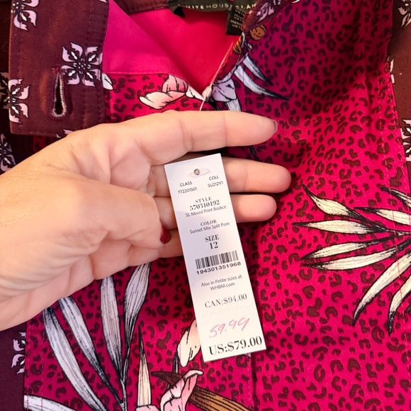 White House Black Market Mixed Print Bodice Size 12 - Picture 3 of 4